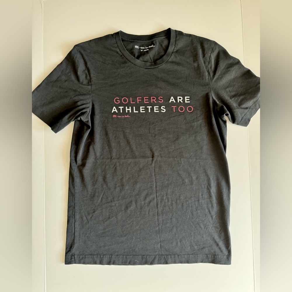 Travis Mathew Black Tee with Statement Design, Men’s Size Medium
